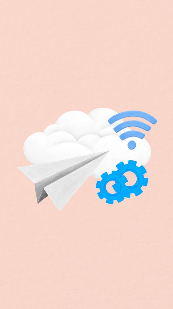 Cloud connection aesthetic iPhone wallpaper, editable design