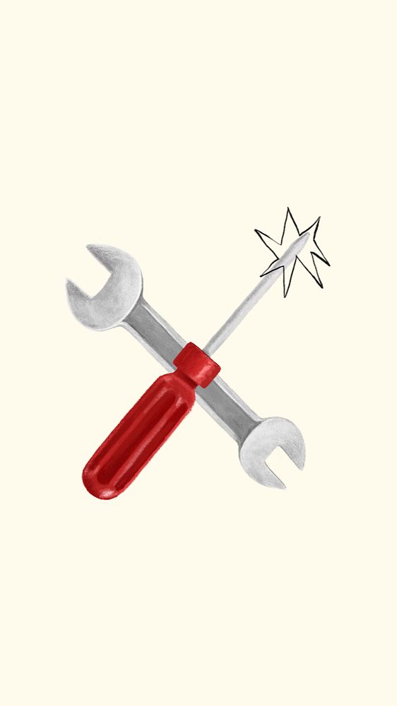 Repair tool aesthetic iPhone wallpaper, editable design