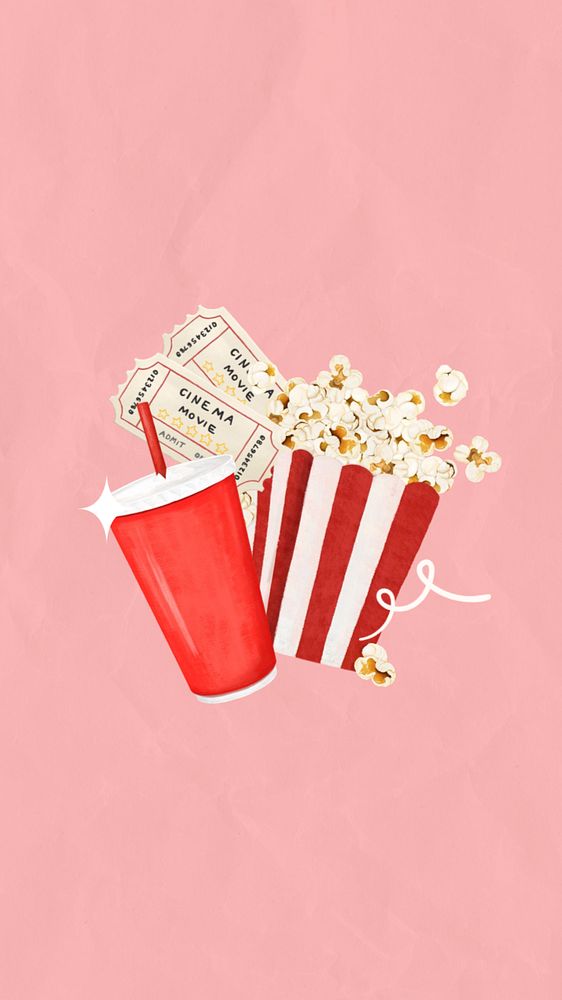 Pink cinema entertainment iPhone wallpaper, editable design