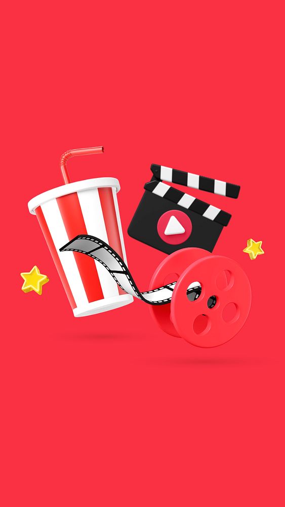 3D film entertainment collage, element editable illustration