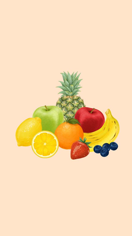 Fruit nutrition aesthetic iPhone wallpaper, editable design