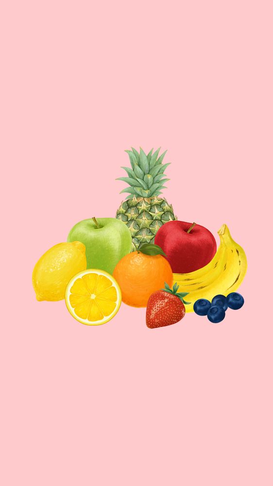 Fruit nutrition aesthetic iPhone wallpaper, editable design