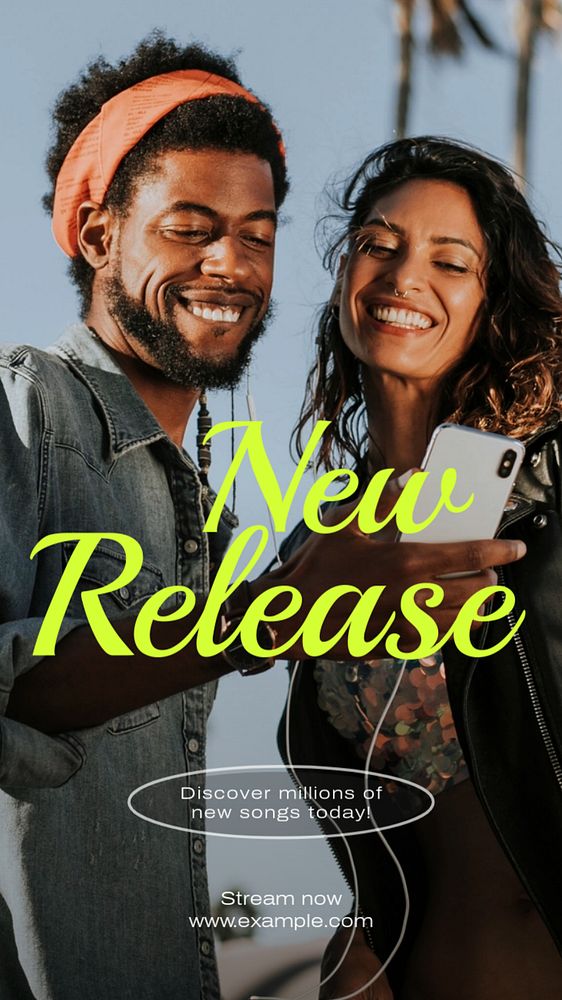 Music release Instagram story template, editable text