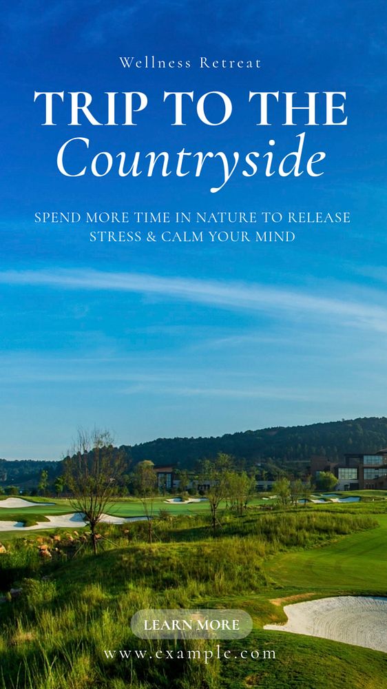 Countryside trip Instagram story template, editable text