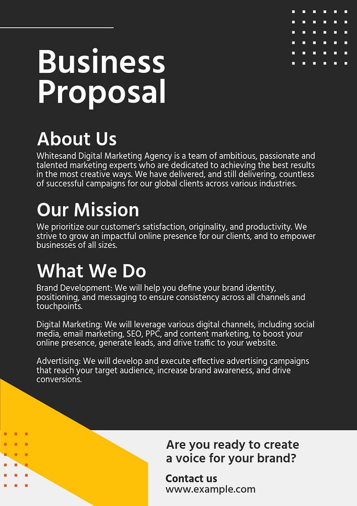 Business proposal poster template, editable text and design