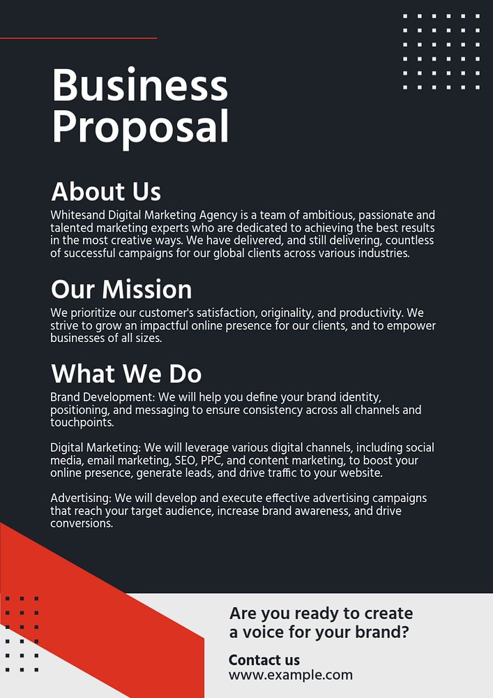 Business proposal poster template, editable text and design