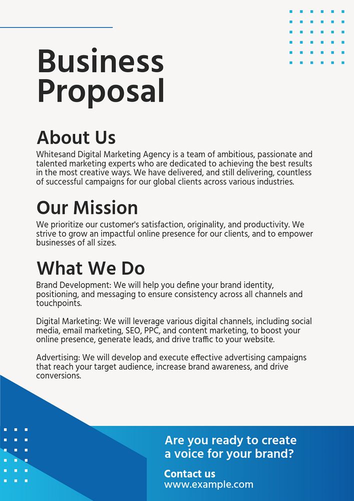 Business proposal poster template, editable text and design