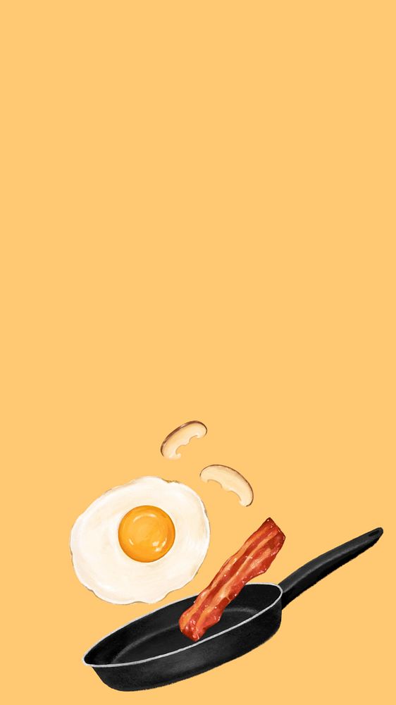 Breakfast cooking aesthetic iPhone wallpaper, editable design