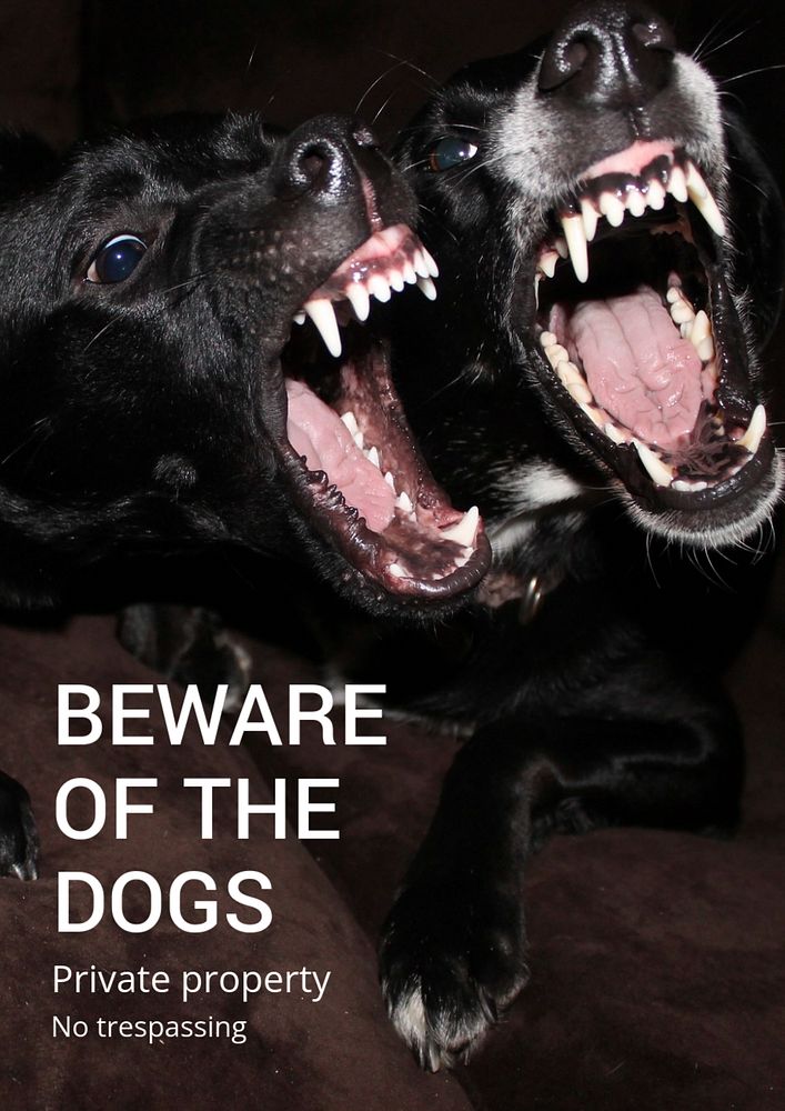 Beware of dogs poster template, editable text and design