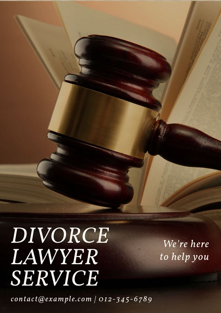 Divorce lawyer poster template, editable text and design