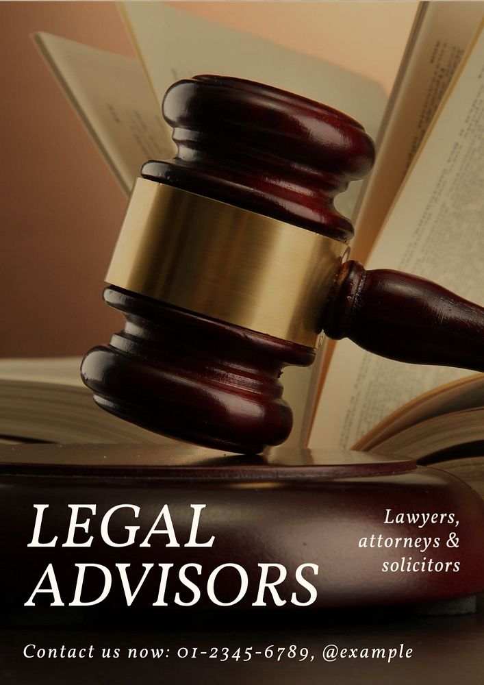 Legal advisors poster template, editable text and design