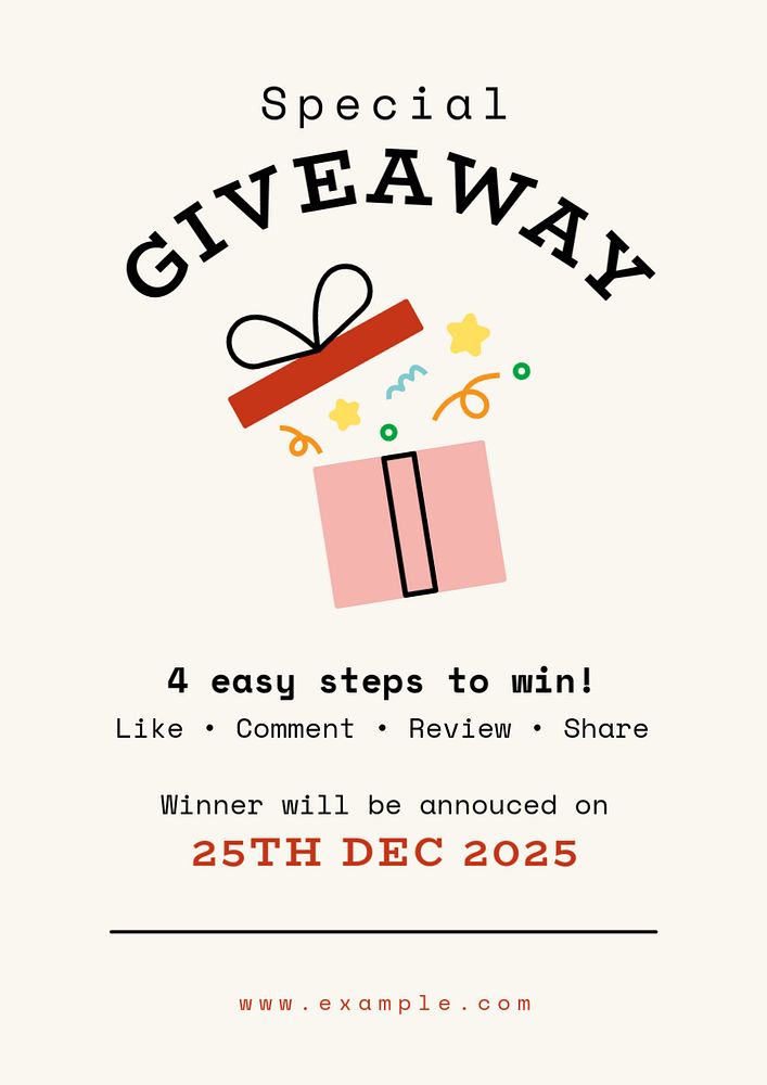 Special giveaway poster template, editable text and design