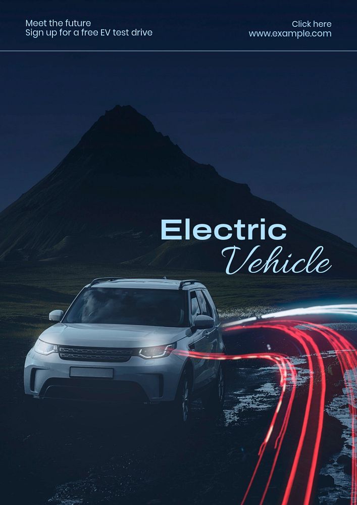 EV car poster template, editable text and design