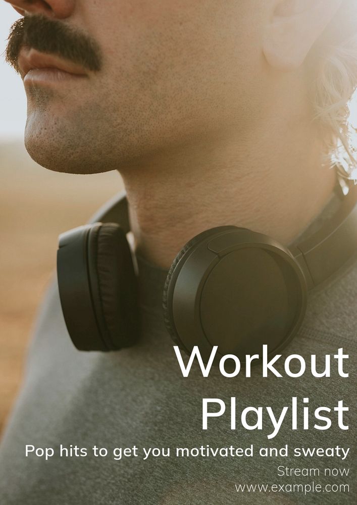 Workout playlist poster template, editable text and design