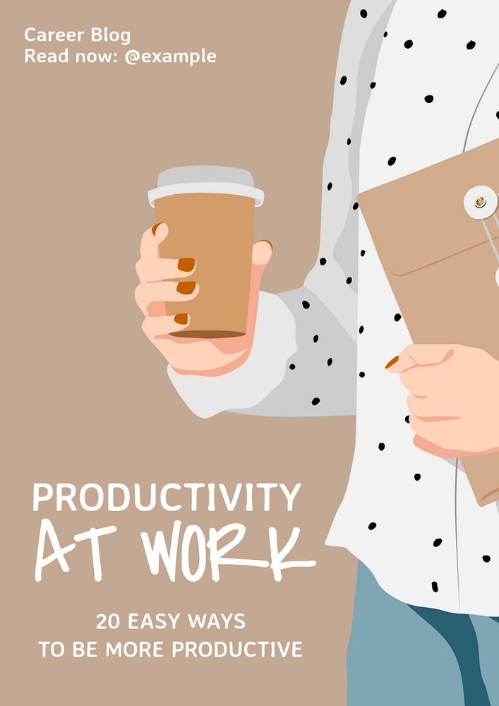 Work & productivity poster template, editable text and design