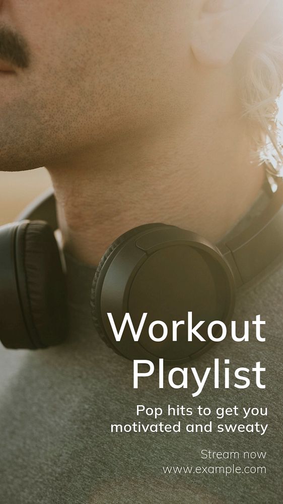 Workout playlist Instagram story template, editable text