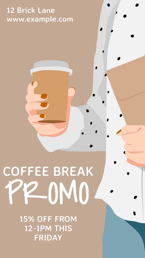 Coffee break promotion Instagram story template, editable text