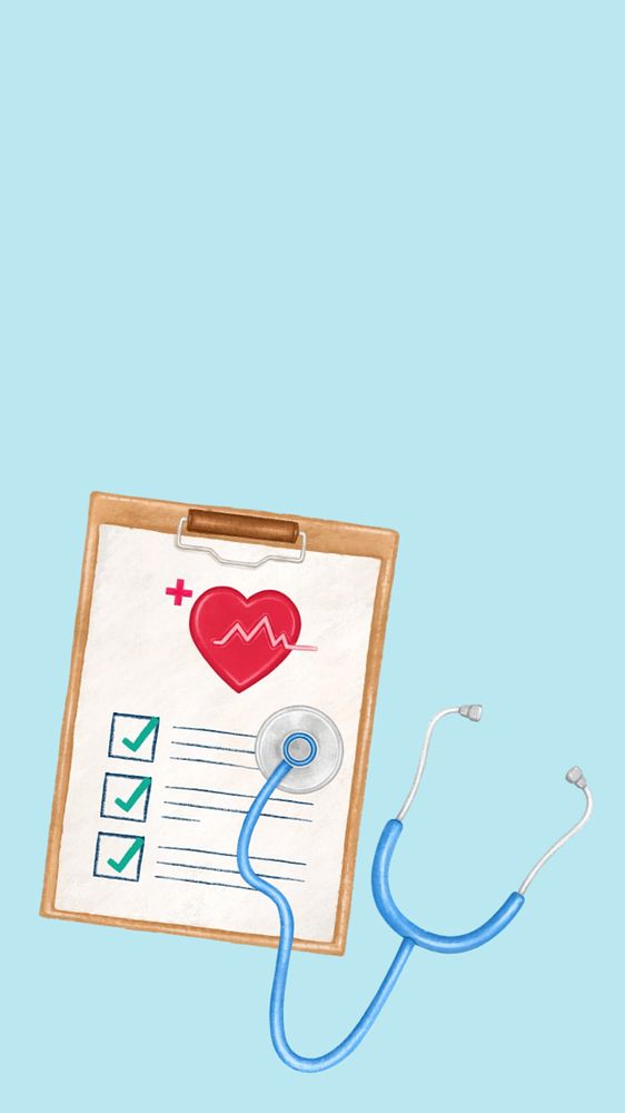 Health checkup blue iPhone wallpaper, editable design