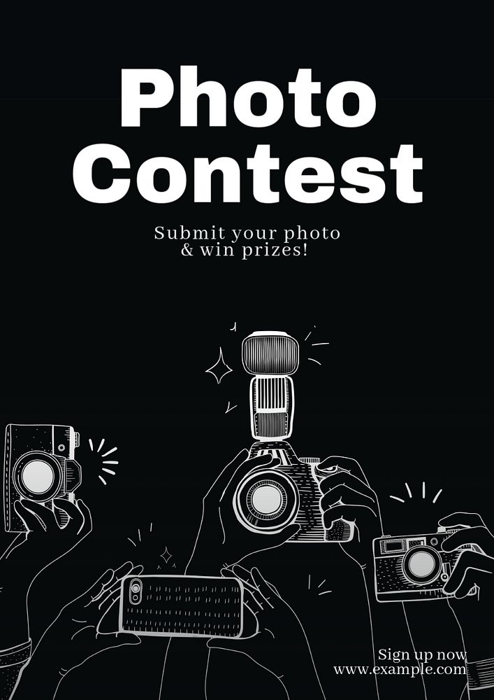 Photo contest poster template, editable text and design