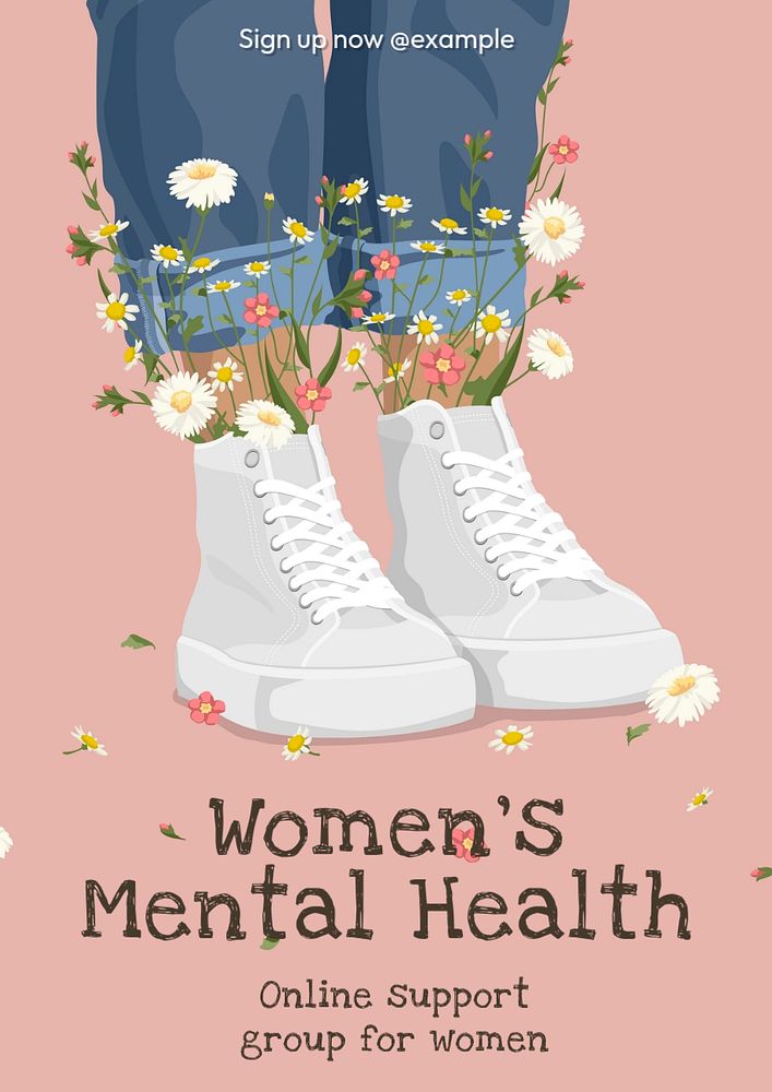 Women's mental health poster template, editable text and design