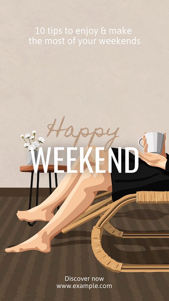 Happy weekend Instagram story template, editable text