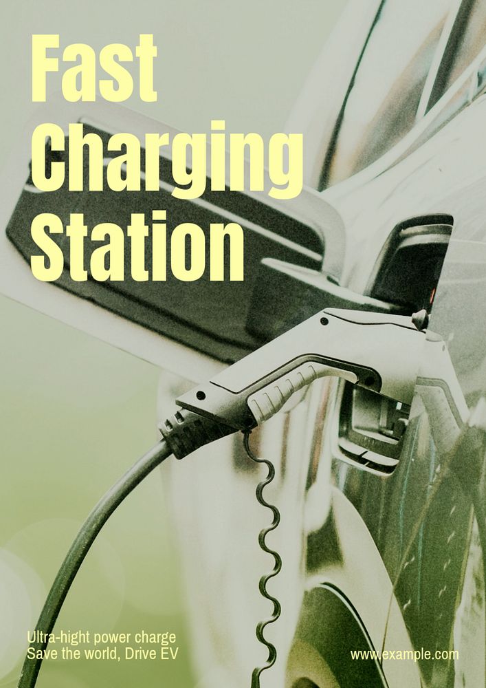 EV charging poster template, editable text and design