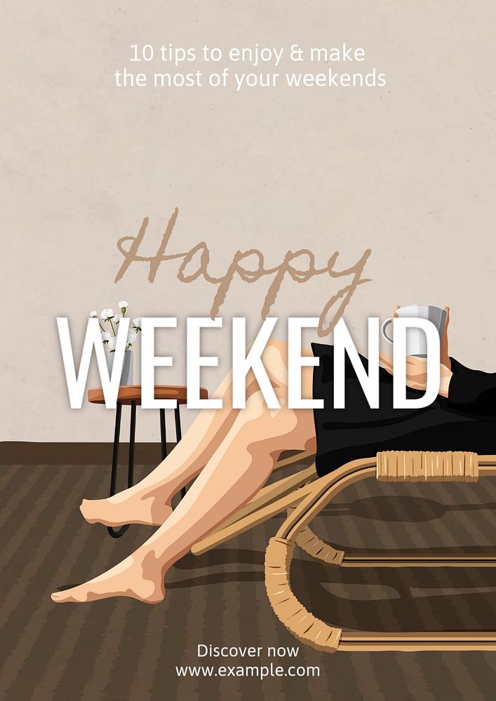 Happy weekend poster template, editable text and design