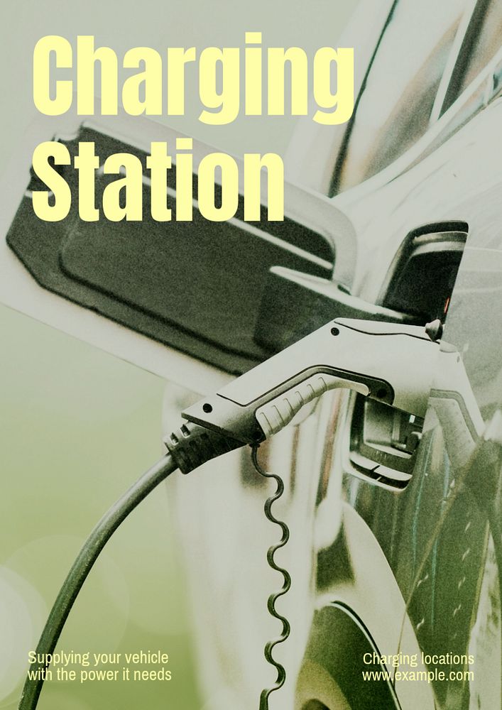 Charing station poster template, editable text and design