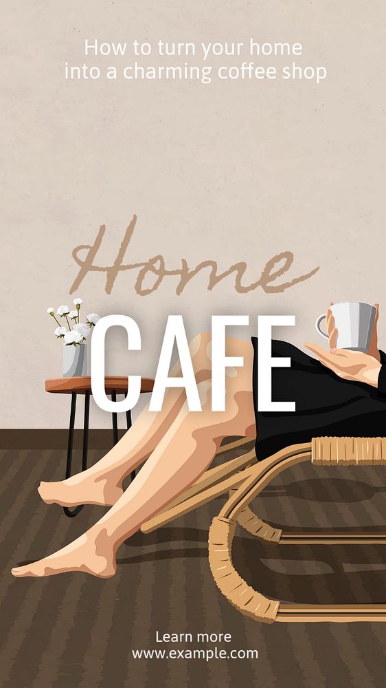 Home cafe Instagram story template, editable text