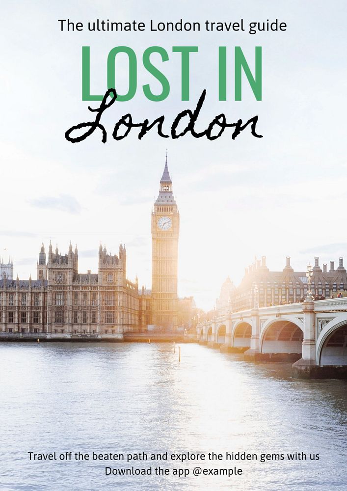 London travel guide poster template, editable text and design