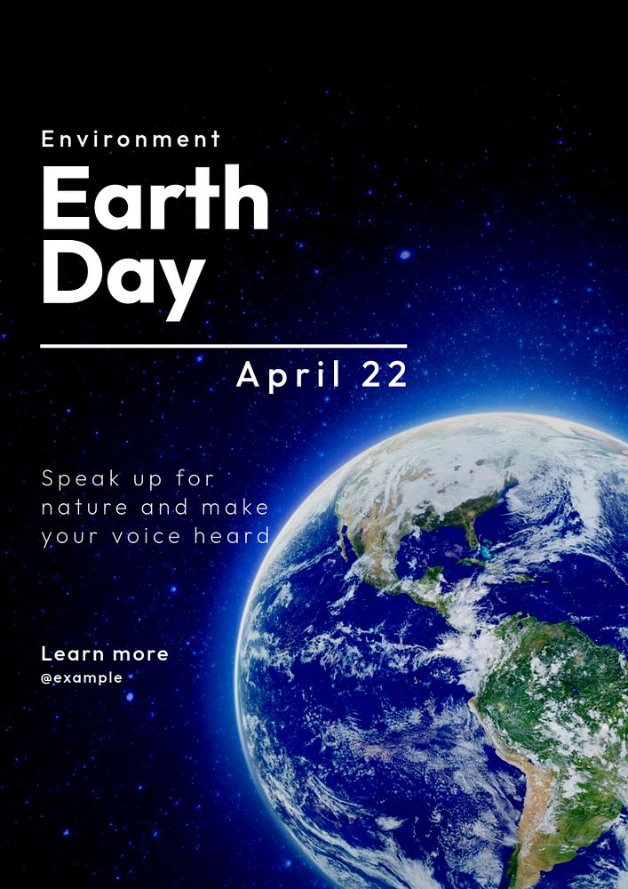 Earth day poster template, editable text and design