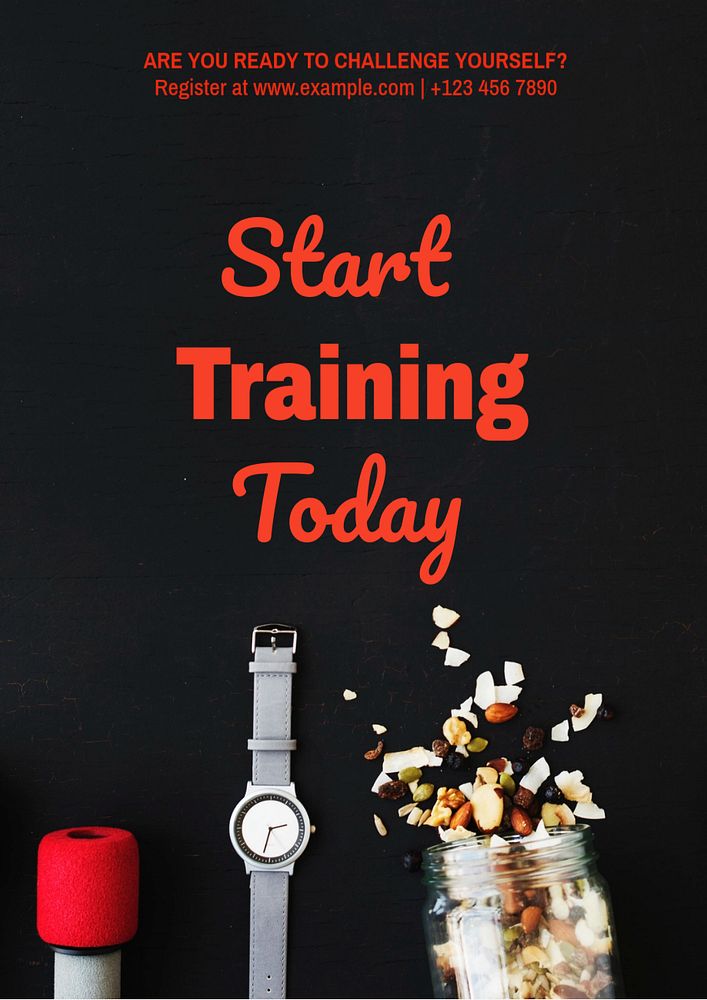 Training & fitness poster template, editable text and design