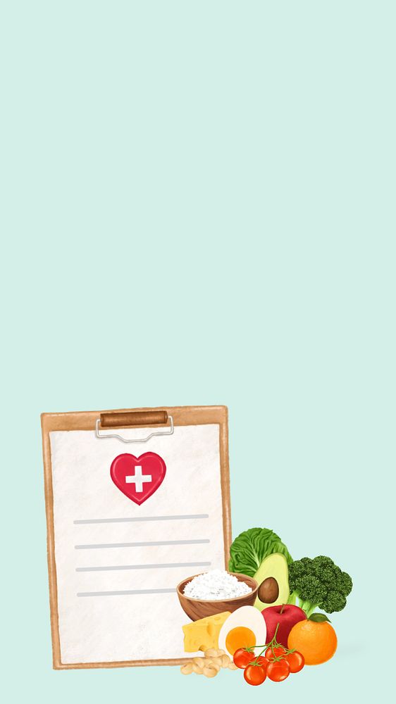 Green healthy eating iPhone wallpaper, editable design