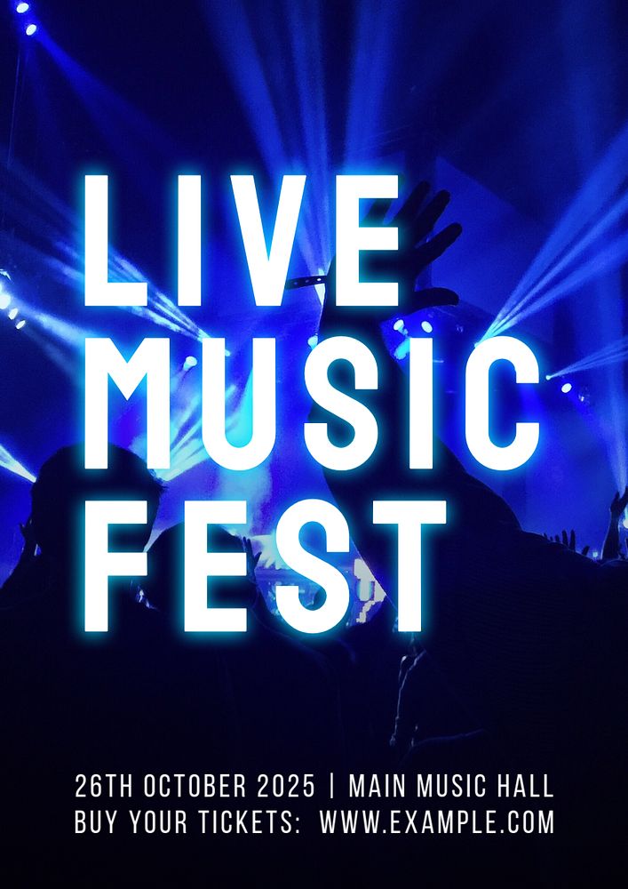 Live music festival poster template, editable text & design