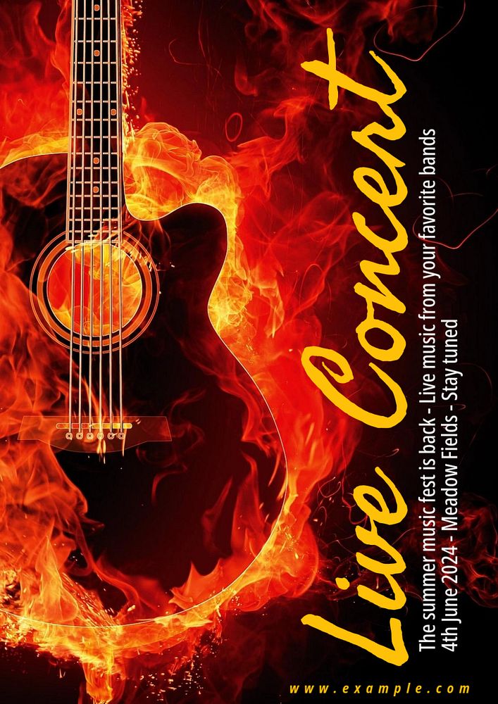 Live concert poster template, editable text and design