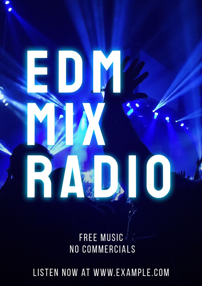 EDM radio poster template, editable text & design