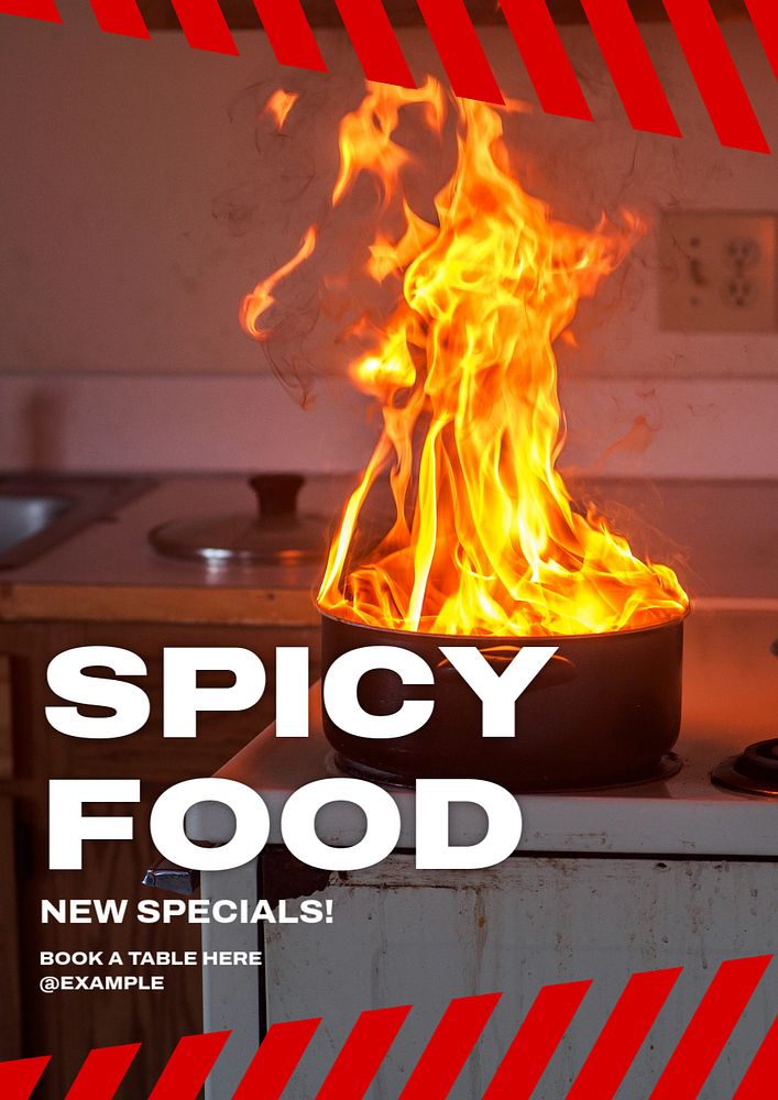 Spicy food poster template, editable text and design