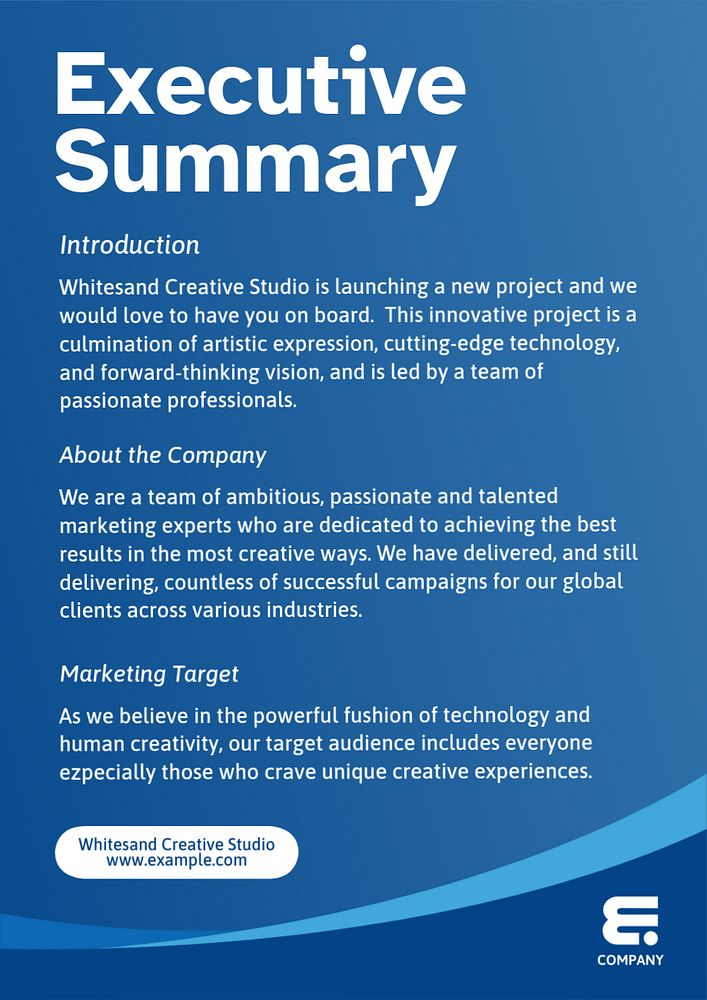 Executive summary poster template, editable text and design