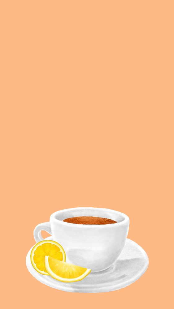 Lemon tea aesthetic iPhone wallpaper, editable design