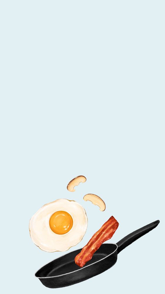 Blue breakfast cooking iPhone wallpaper, editable design