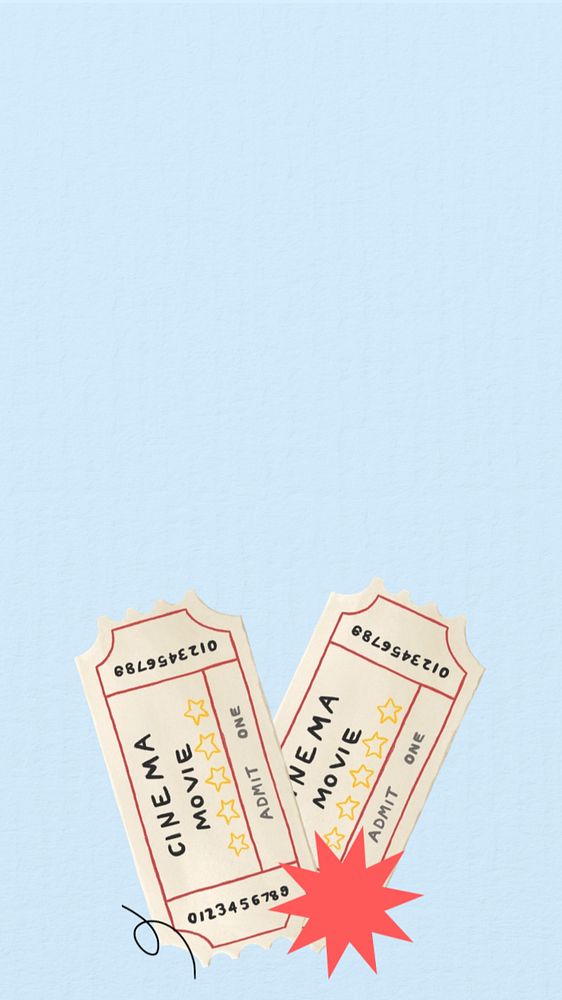 Blue movie ticket iPhone wallpaper, editable design