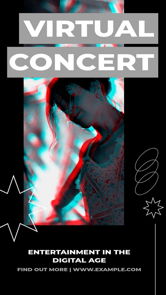 Virtual concert Instagram story template, editable text