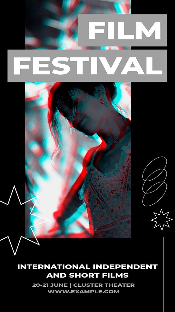 Film festival Instagram story template, editable text