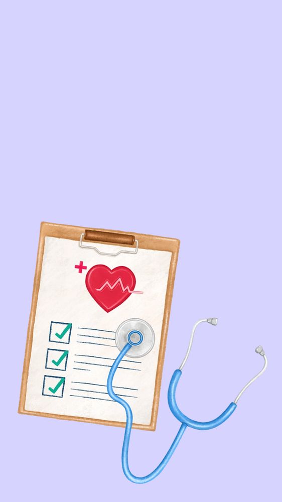 Health checkup aesthetic iPhone wallpaper, editable design