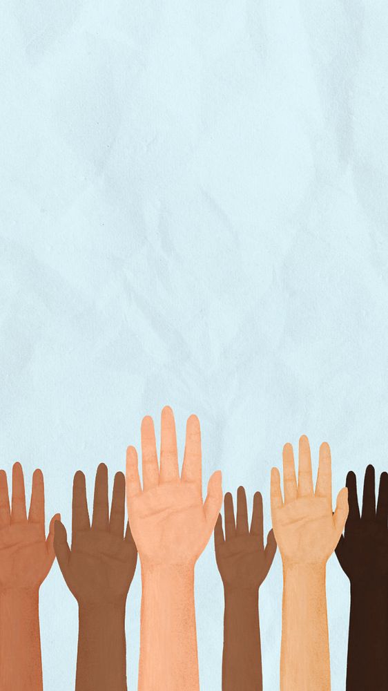 Blue racial equality iPhone wallpaper, editable design