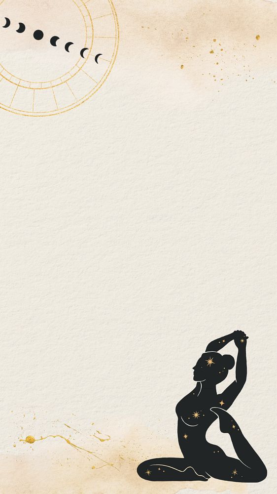 Yoga woman, brown iPhone wallpaper, editable design