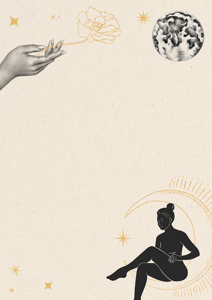 Woman and moon, spiritual background, editable design