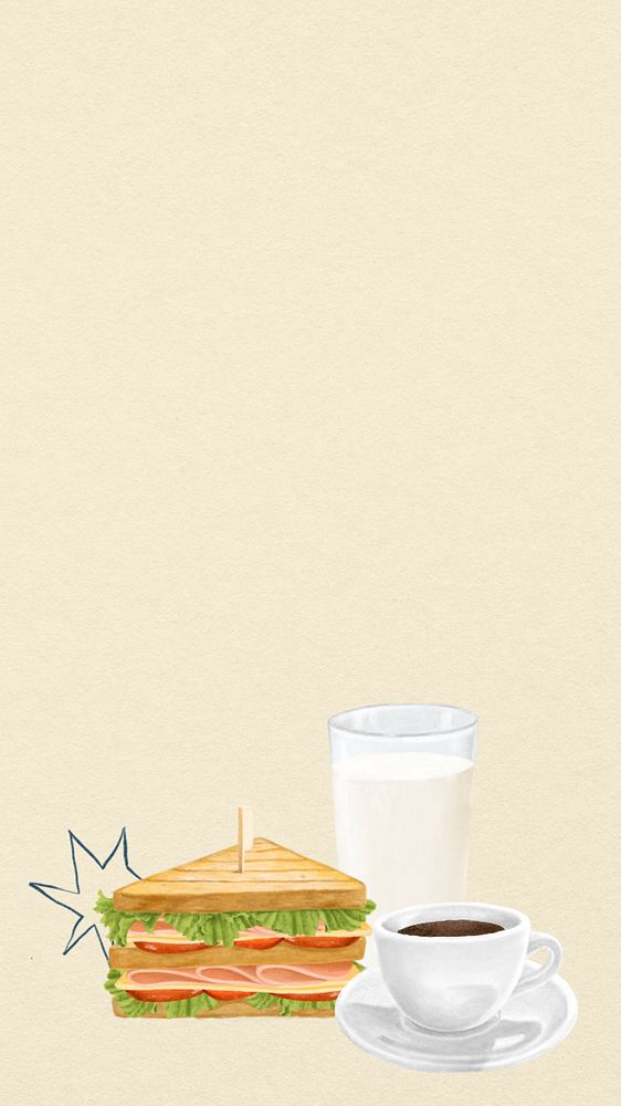 Lunch sandwich meal, iPhone wallpaper, editable design