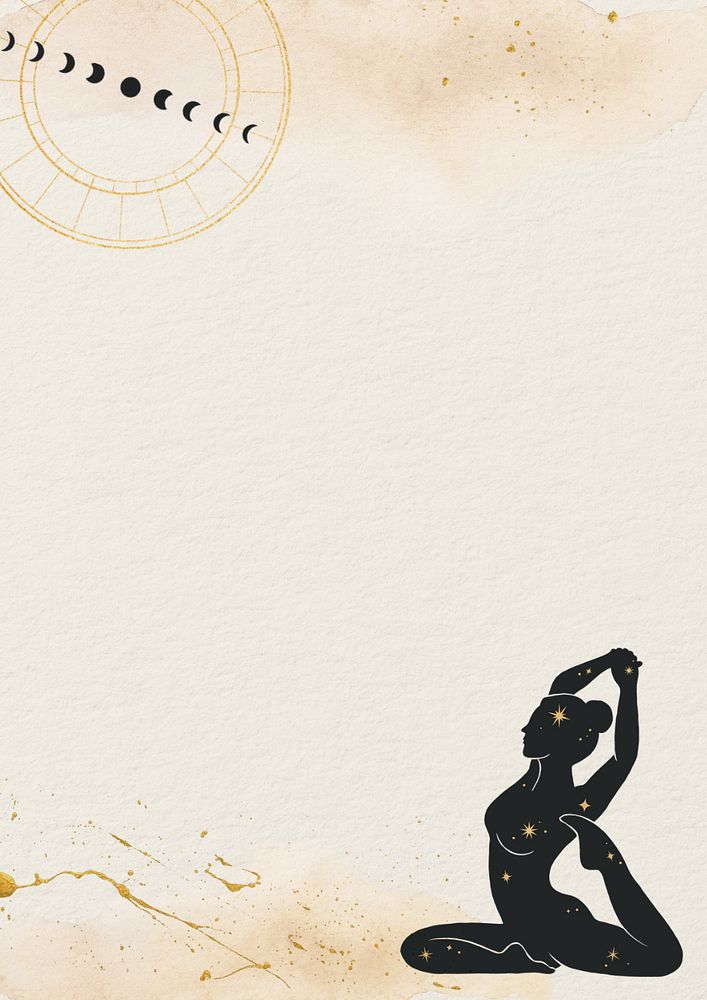 Yoga woman, brown paper background, editable design