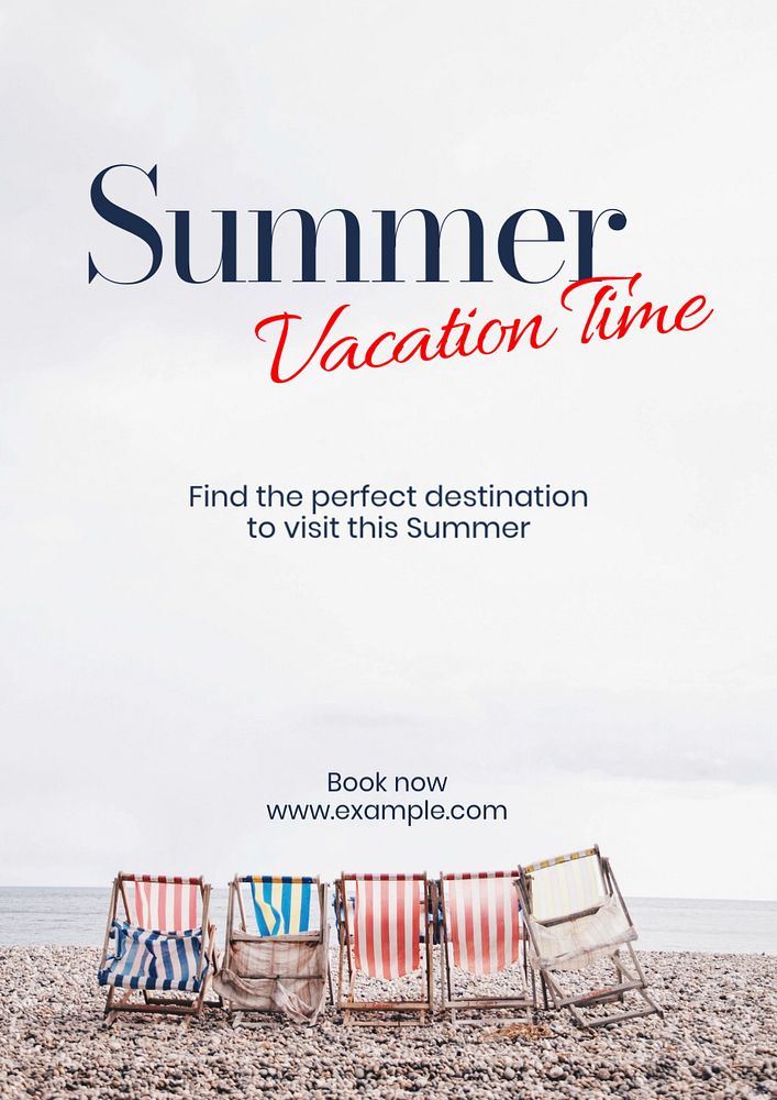 Summer vacation time poster template, editable text & design